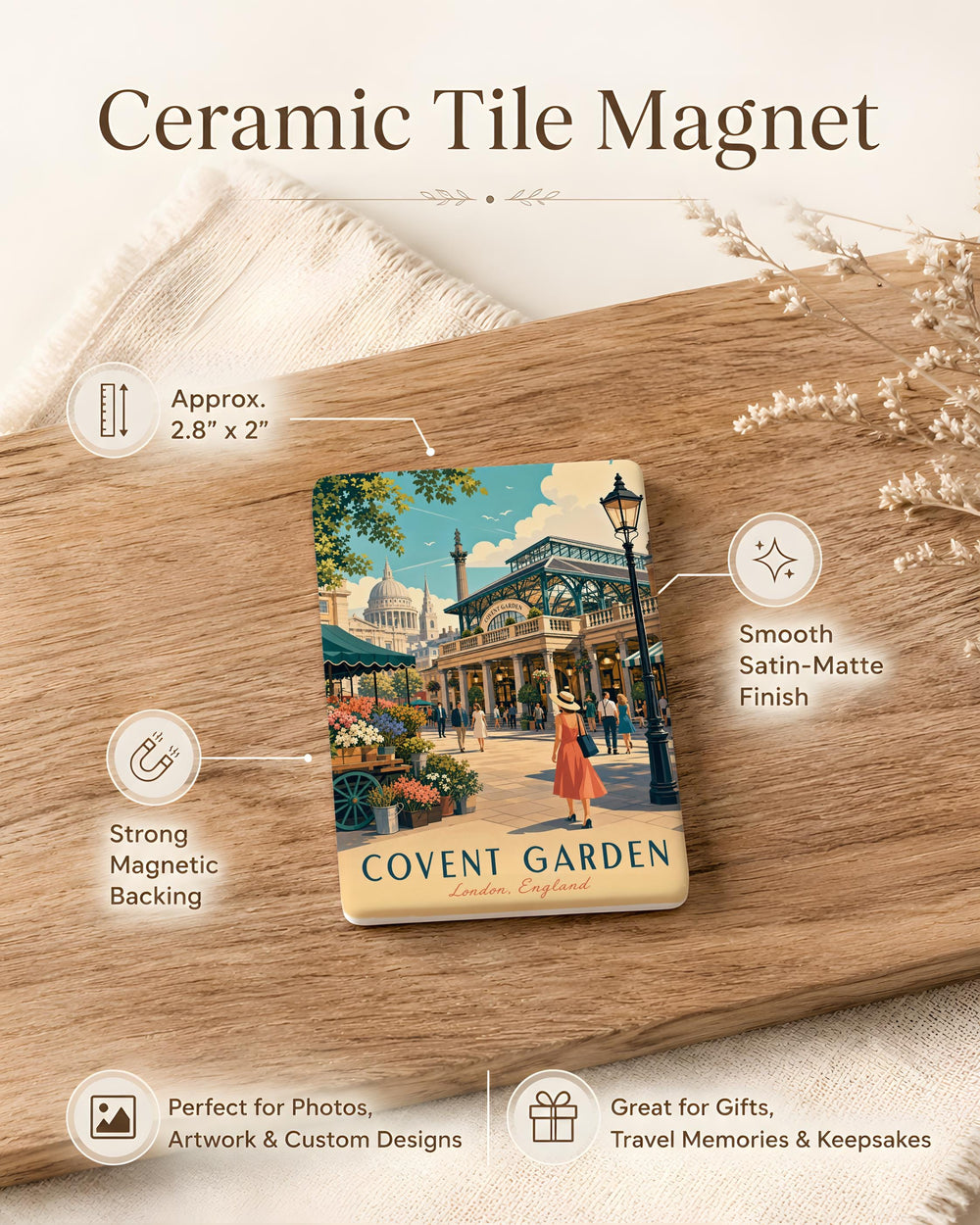 Covent Garden London Fridge Magnet, Covent Garden Market Square Souvenir Magnet, UK Travel Gift, London Landmark Magnet