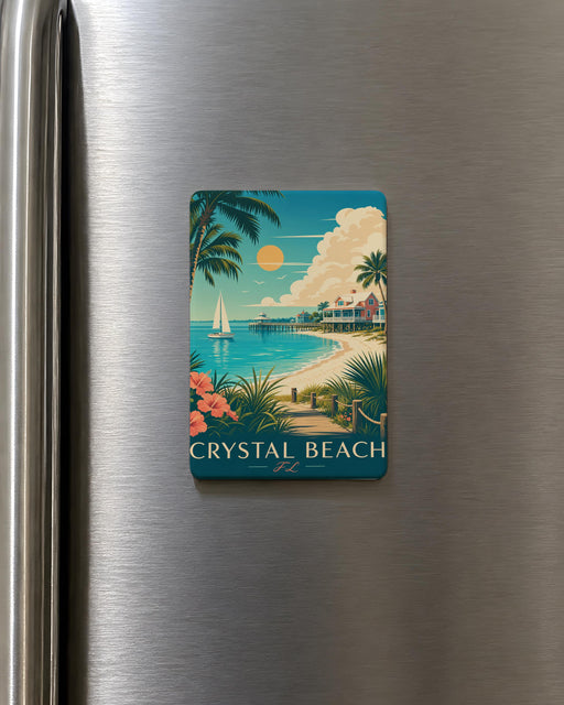 Crystal Beach Florida Fridge Magnet, Coastal Beach Town Souvenir, Gulf Coast Vacation Keepsake, Crystal Beach FL Gift
