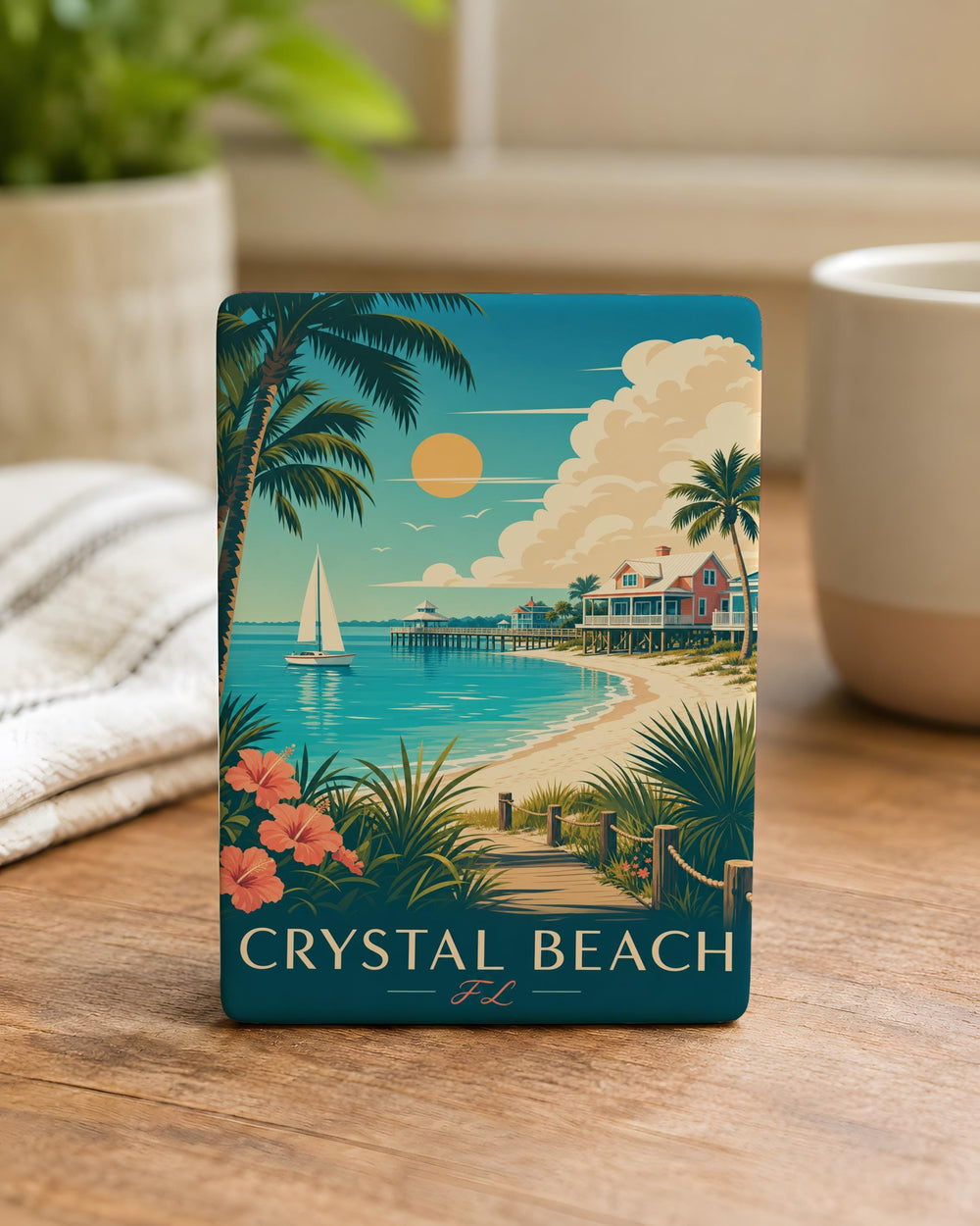 Crystal Beach Florida Fridge Magnet, Coastal Beach Town Souvenir, Gulf Coast Vacation Keepsake, Crystal Beach FL Gift