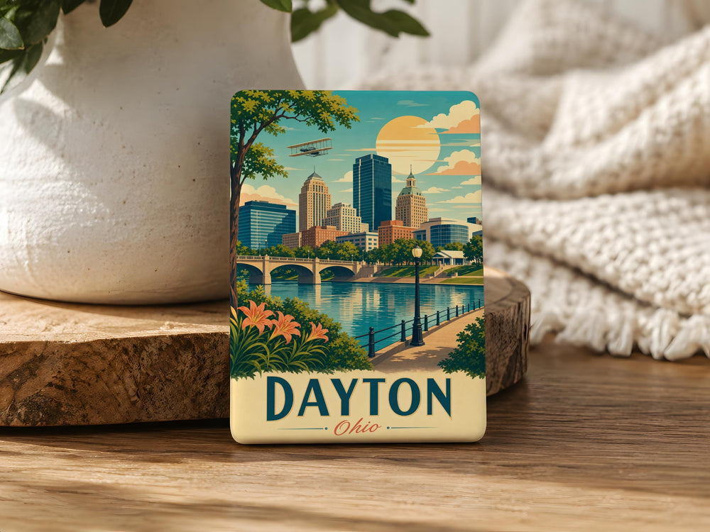 Dayton Ohio Fridge Magnet, Dayton City Souvenir Magnet, Ohio Travel Keepsake, Dayton Skyline Magnet, Gift for Dayton Fans
