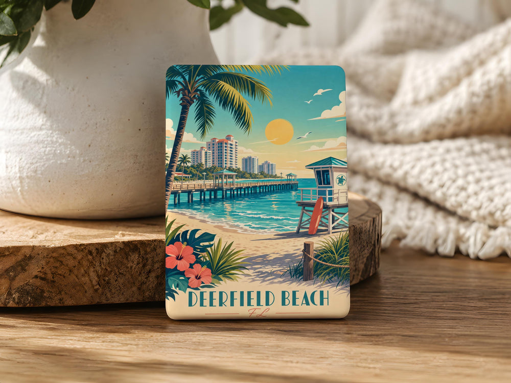 Deerfield Beach FL Fridge Magnet, Florida Beach Souvenir Magnet, Deerfield Beach Florida Travel Gift Magnet