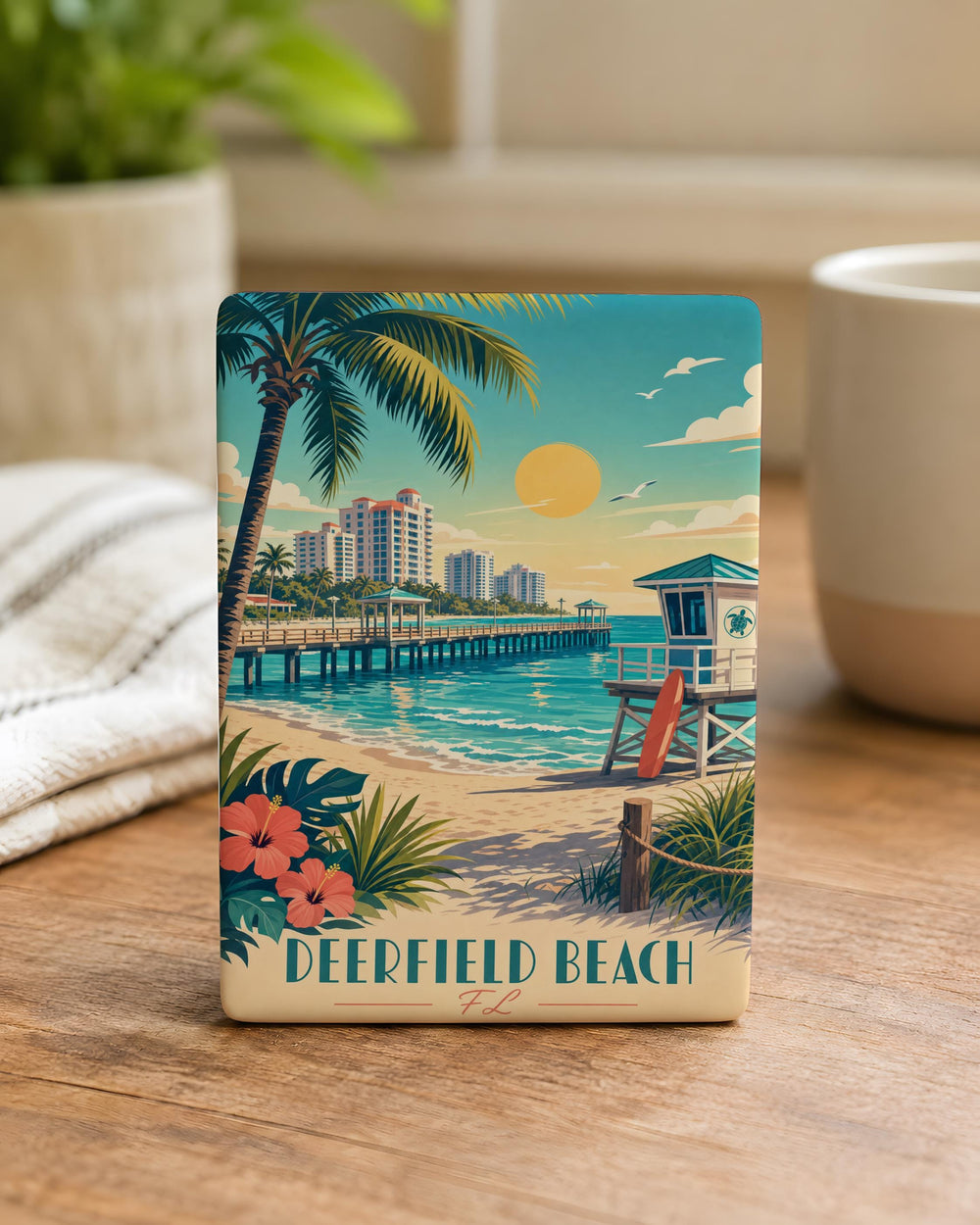 Deerfield Beach FL Fridge Magnet, Florida Beach Souvenir Magnet, Deerfield Beach Florida Travel Gift Magnet