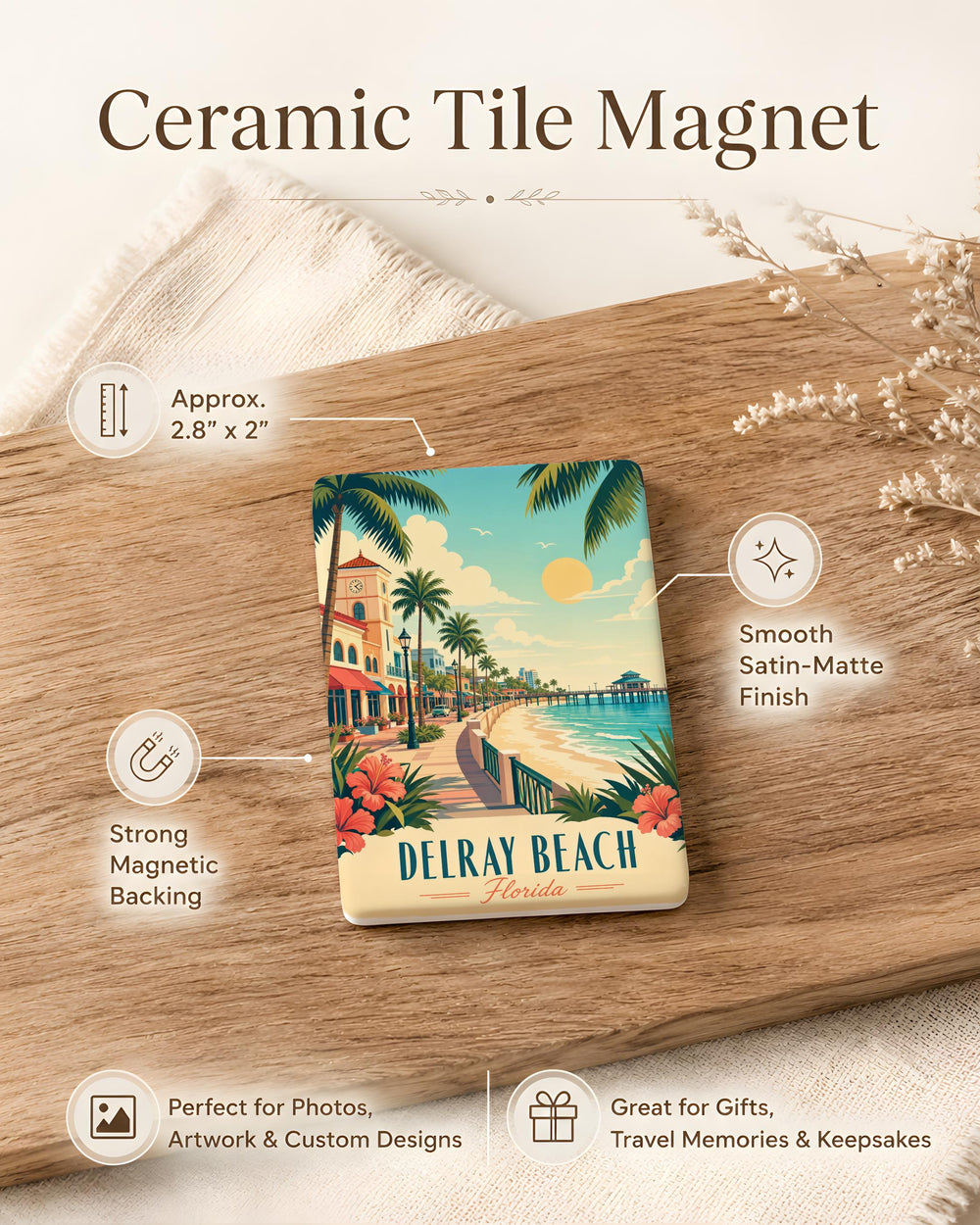 Delray Beach Florida Fridge Magnet, Delray Beach Souvenir Magnet, Florida Travel Magnet, Beach Town Refrigerator Magnet