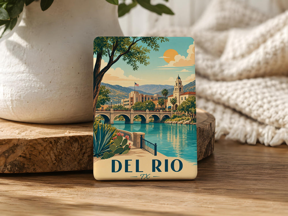 Del Rio TX Fridge Magnet, Del Rio Texas Souvenir Magnet, Southwest Travel Gift, City Landmark Keepsake Magnet