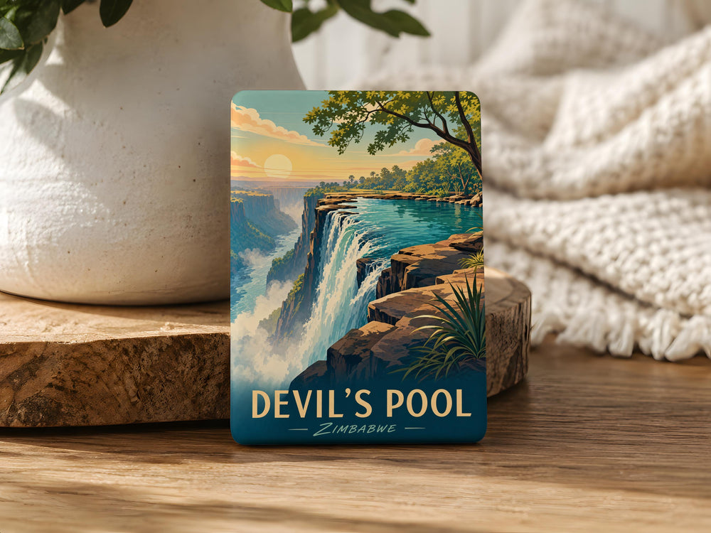 Devils Pool Fridge Magnet, Victoria Falls Zambia Zimbabwe Souvenir, Natural Wonder Travel Keepsake Magnet