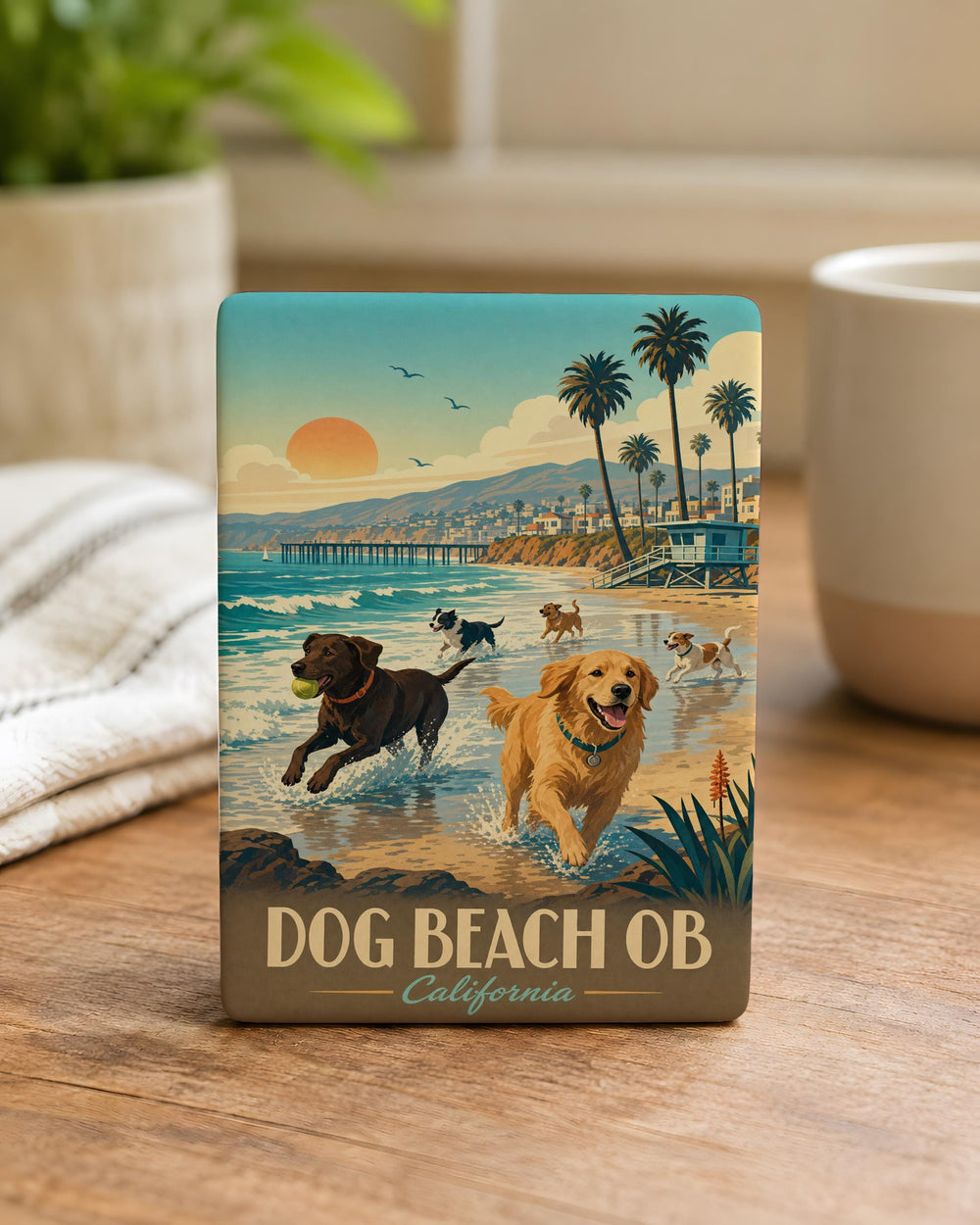 Dog Beach Ocean Beach Fridge Magnet, San Diego Dog Beach Souvenir, Beach Dog Lover Gift, OB California Travel Keepsake