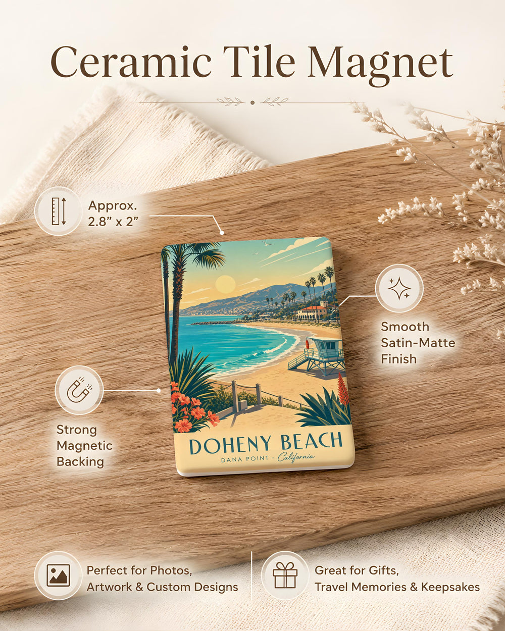 Doheny Beach Fridge Magnet California Coastal Surf Spot Souvenir Dana Point Ocean Beach Travel Keepsake Magnet