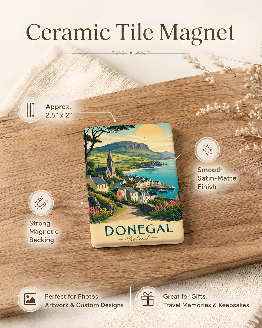 Donegal Ireland Fridge Magnet, County Donegal Souvenir Magnet, Irish Travel Keepsake, Ireland Gift, Donegal Decor Magnet