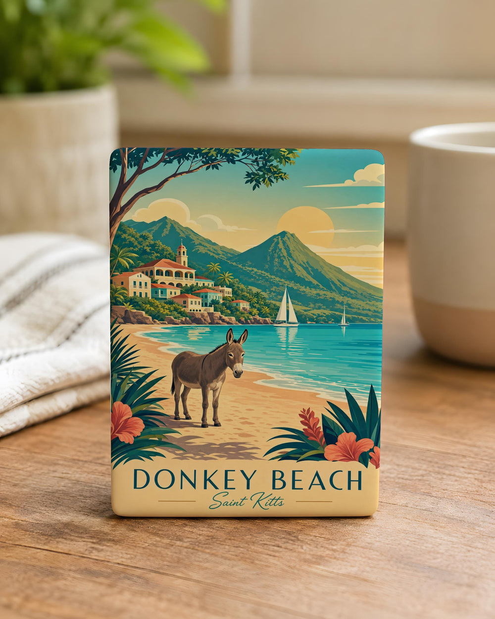 Donkey Beach Fridge Magnet, Donkey at the Beach Magnet, Coastal Donkey Souvenir Refrigerator Magnet, Beach Lover Gift