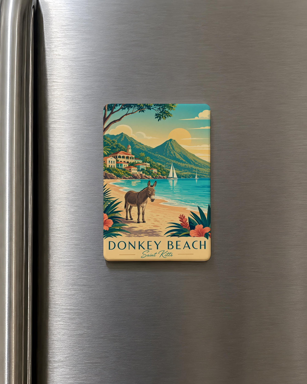 Donkey Beach Fridge Magnet, Donkey at the Beach Magnet, Coastal Donkey Souvenir Refrigerator Magnet, Beach Lover Gift