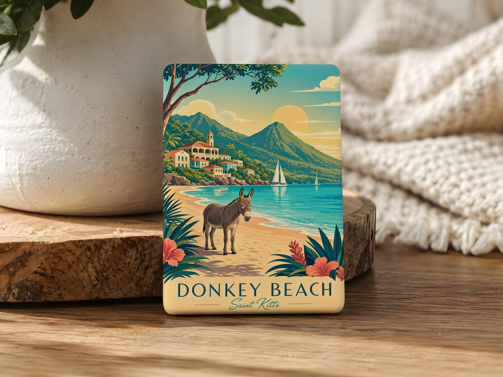 Donkey Beach Fridge Magnet, Donkey at the Beach Magnet, Coastal Donkey Souvenir Refrigerator Magnet, Beach Lover Gift