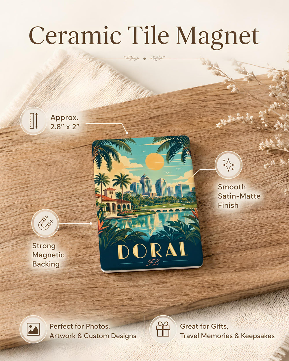 Doral Florida Fridge Magnet, Doral FL Souvenir Magnet, Miami-Dade Travel Gift, Florida Vacation Keepsake Magnet