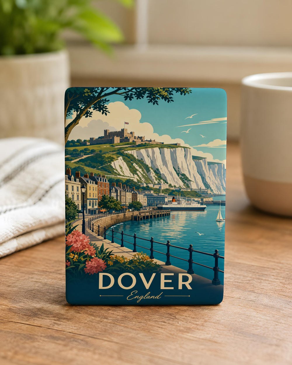 Dover England Fridge Magnet, White Cliffs of Dover Souvenir, Kent England Travel Gift, UK Landmark Kitchen Magnet