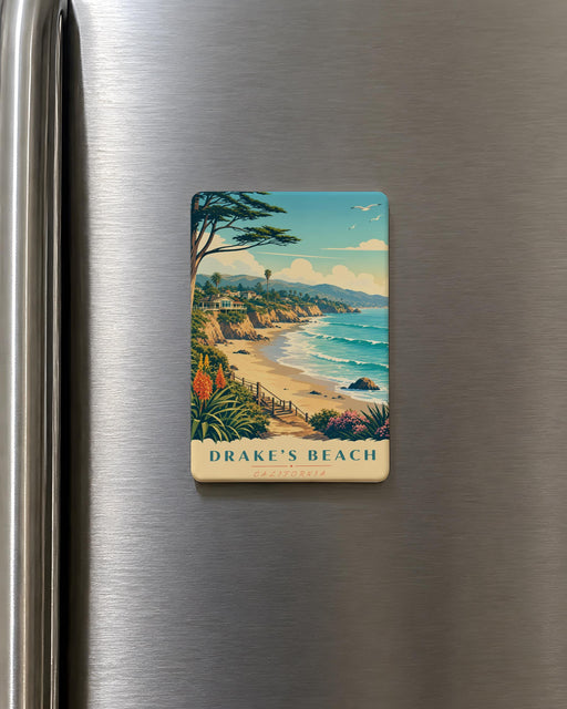 Drakes Beach Fridge Magnet, Point Reyes California Coastal Beach Scene Souvenir Magnet, Ocean Shore Travel Gift
