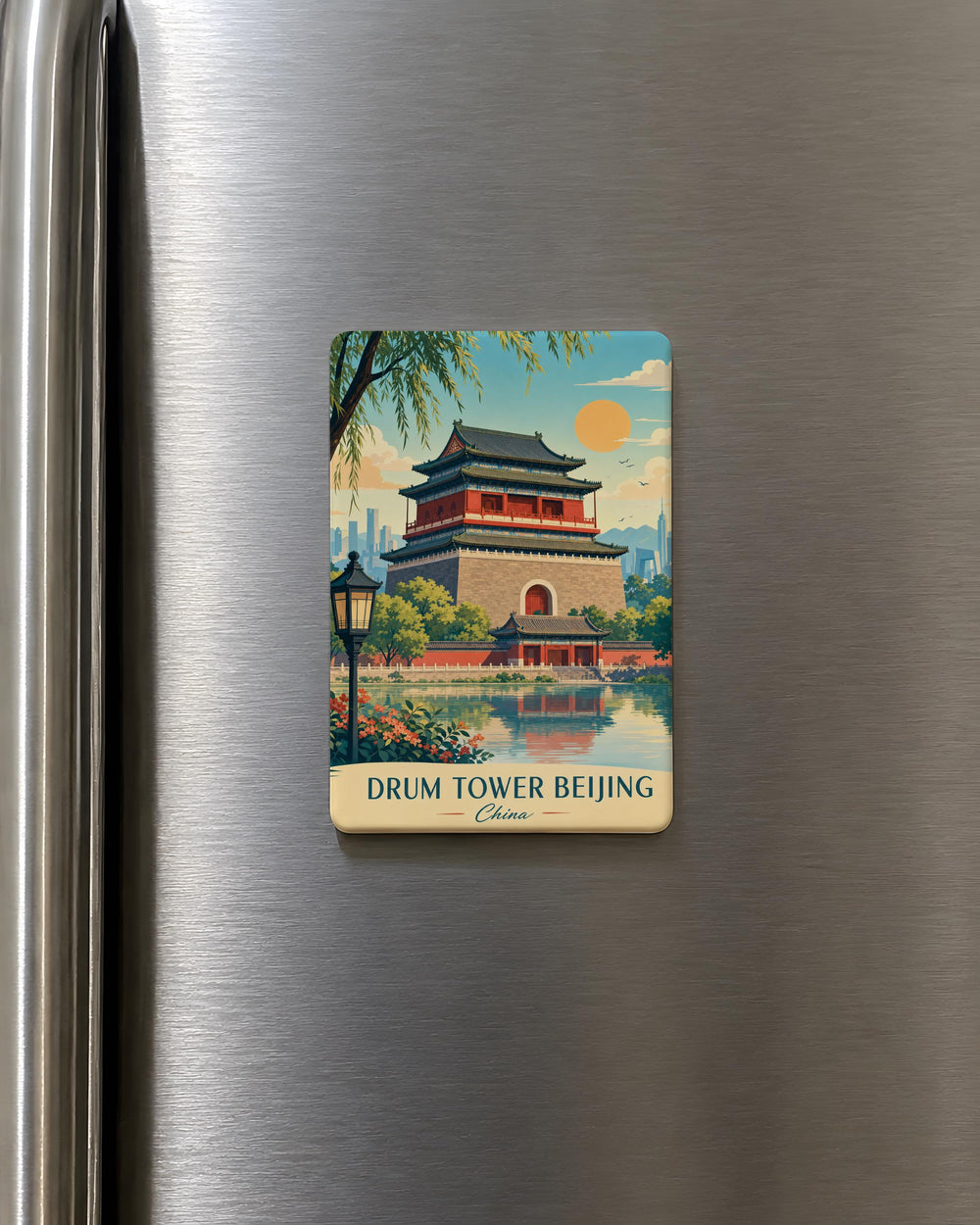 Beijing Drum Tower Fridge Magnet, China Landmark Souvenir Magnet, Beijing Travel Gift, Historic Drum Tower Magnet