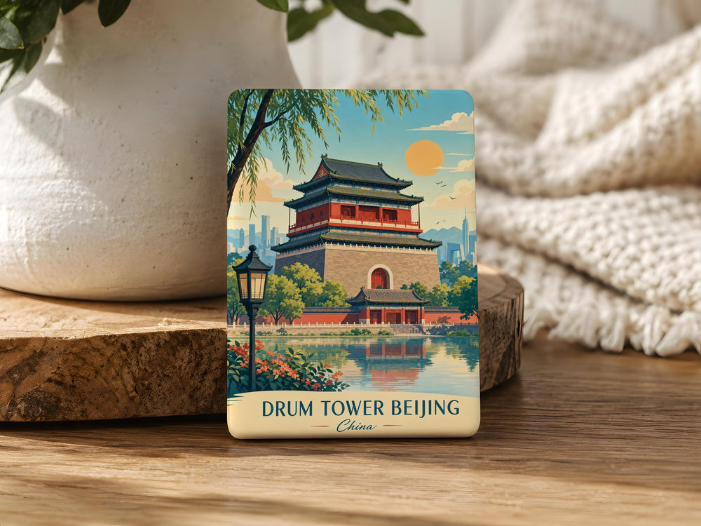 Beijing Drum Tower Fridge Magnet, China Landmark Souvenir Magnet, Beijing Travel Gift, Historic Drum Tower Magnet