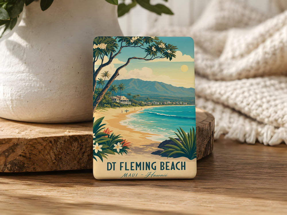Fleming Beach Fridge Magnet, Maui Hawaii Beach Souvenir, Ocean Shoreline Travel Keepsake Magnet, Tropical Island Gift