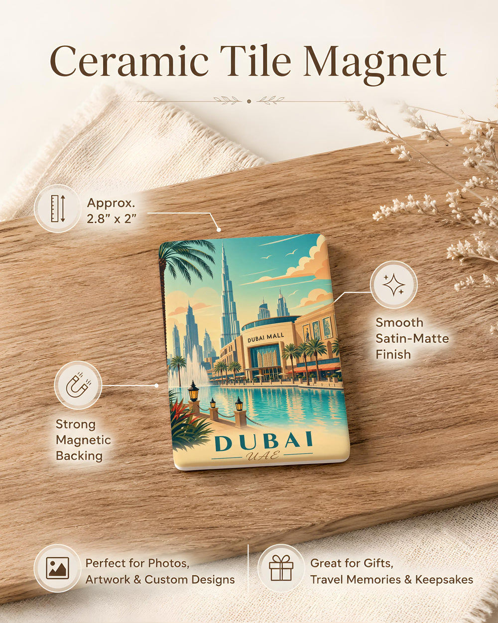 Dubai Mall Fridge Magnet, Dubai UAE Souvenir Magnet, Shopping Mall Landmark Magnet, Travel Keepsake Gift