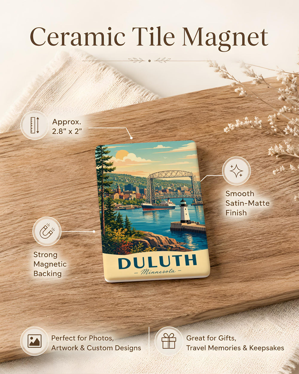 Duluth Minnesota Fridge Magnet, Duluth MN Souvenir Magnet, Lake Superior North Shore Travel Gift, Minnesota Vacation Keepsake