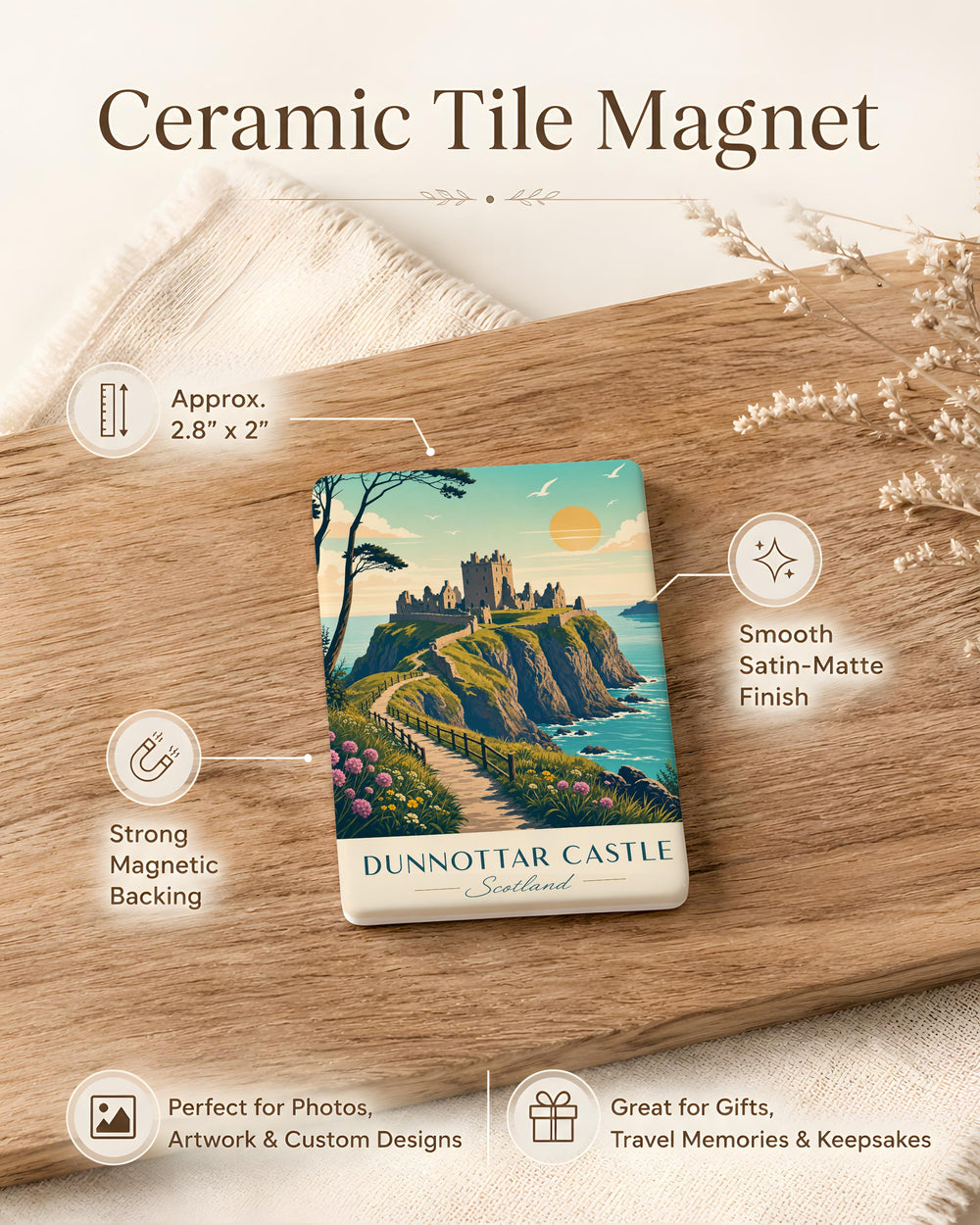 Dunnottar Castle Fridge Magnet, Scotland Coastal Castle Landmark Souvenir Magnet, Scottish Travel Gift, Stonehaven Keepsake Magnet