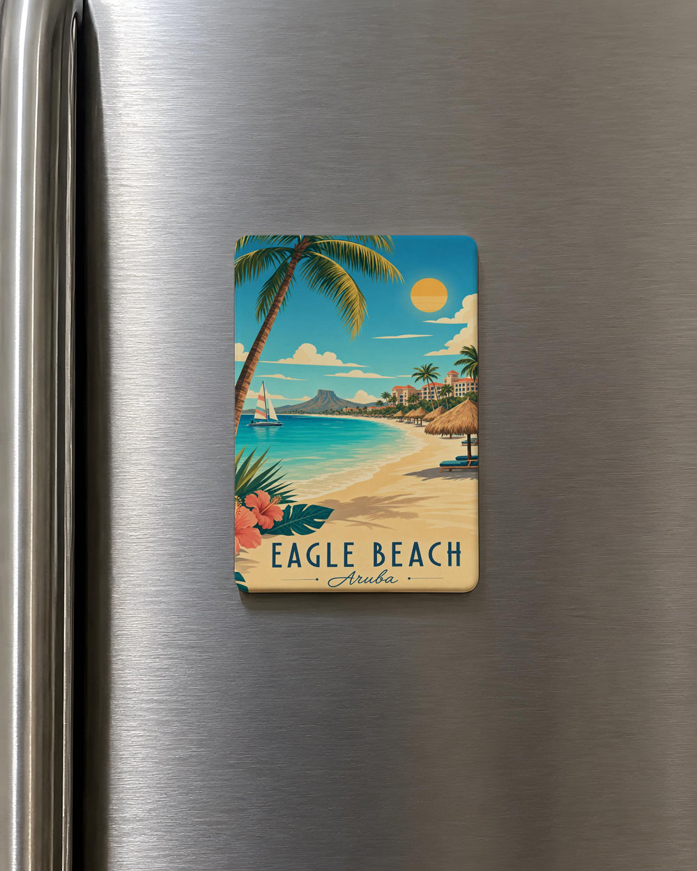 Eagle Beach Aruba Fridge Magnet, Caribbean Beach Souvenir, Aruba Travel Gift, Tropical Ocean Beach Decor Magnet