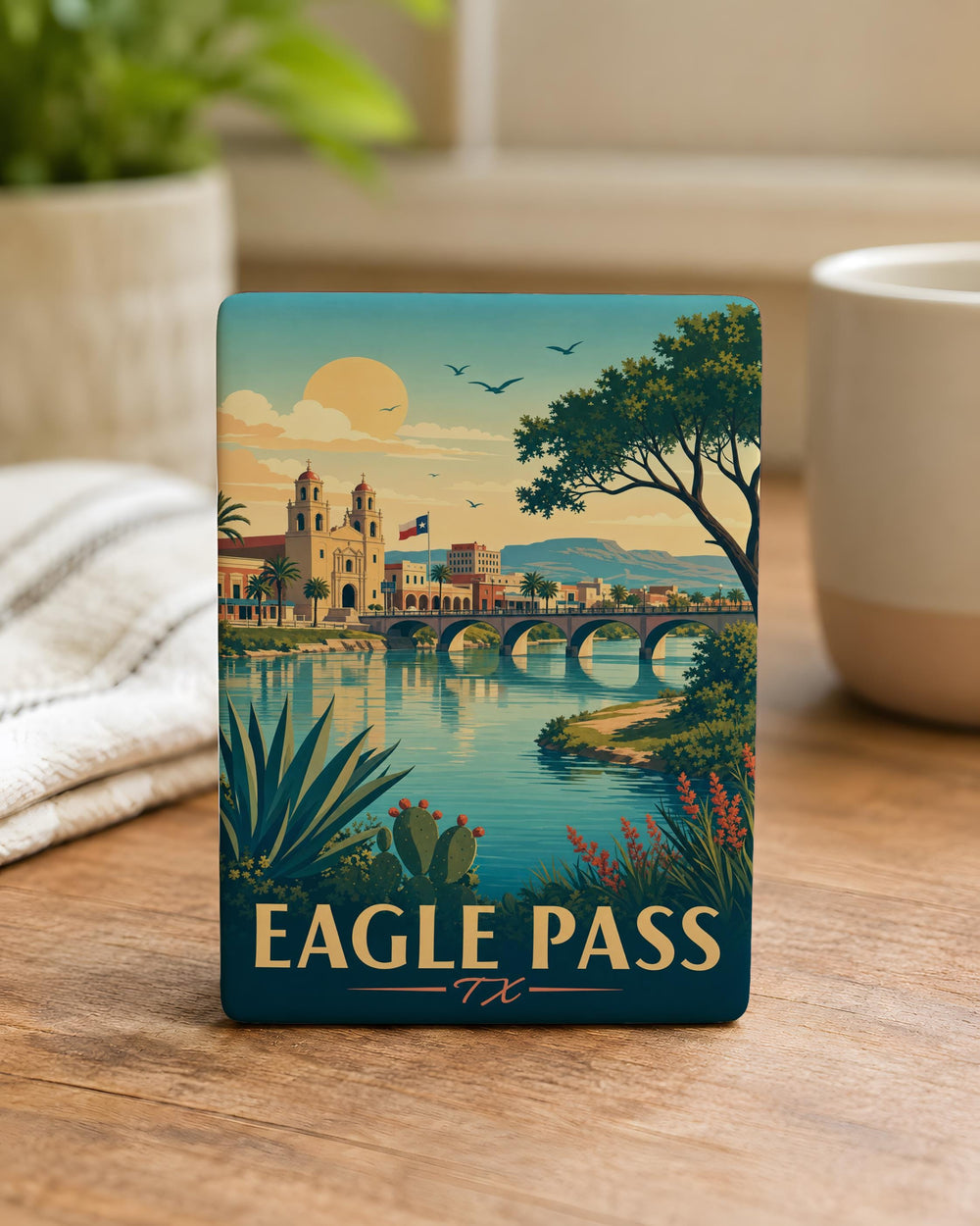 Eagle Pass TX Fridge Magnet, Eagle Pass Texas Souvenir Magnet, Texas Border Town Travel Gift, Southwest Keepsake Magnet