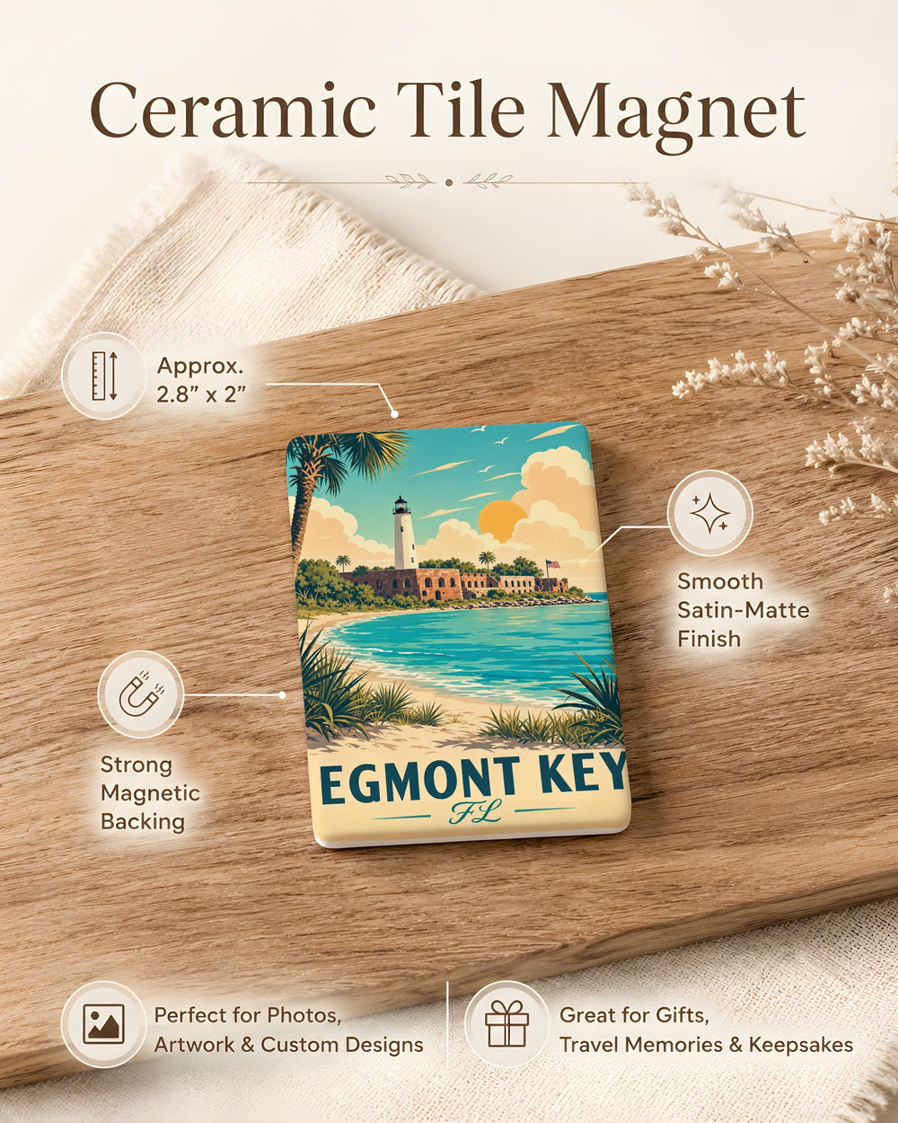 Egmont Key Florida Fridge Magnet, Egmont Key FL Souvenir, Lighthouse Island Gift, Tampa Bay Coastal Travel Keepsake