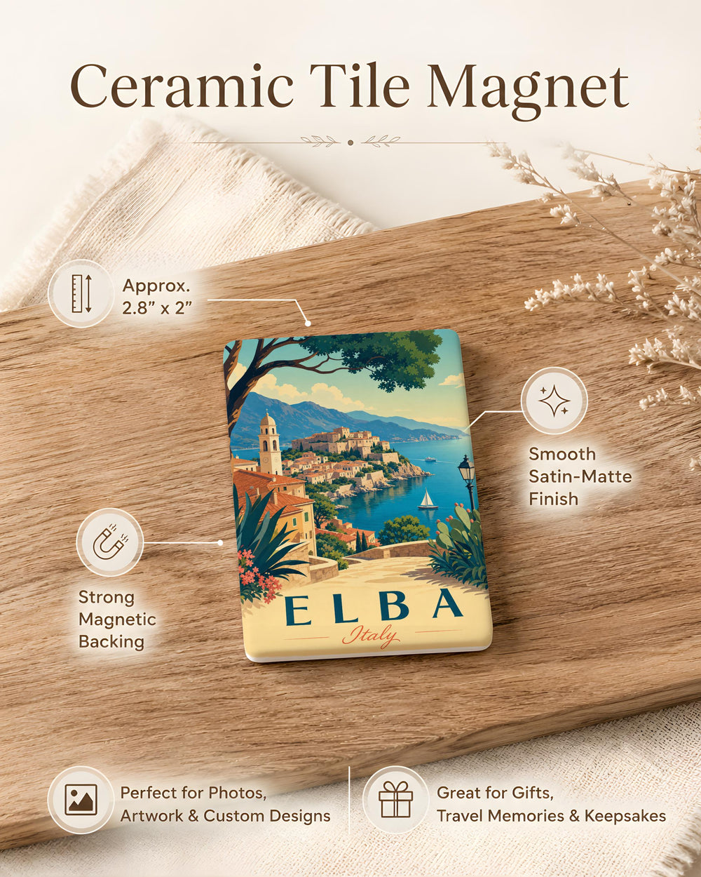 Elba Italy Fridge Magnet, Elba Island Souvenir Magnet, Italy Travel Gift, Mediterranean Island Vacation Keepsake Magnet