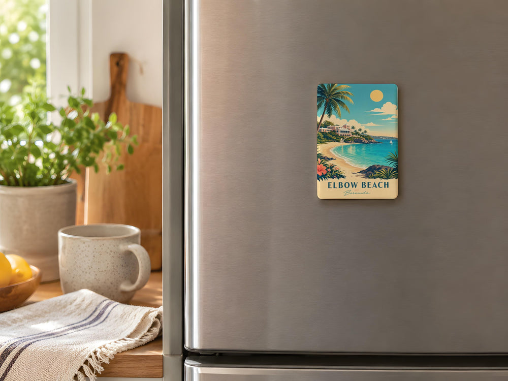 Elbow Beach Fridge Magnet, Bermuda Beach Souvenir Magnet, Coastal Ocean Travel Keepsake, Island Vacation Gift