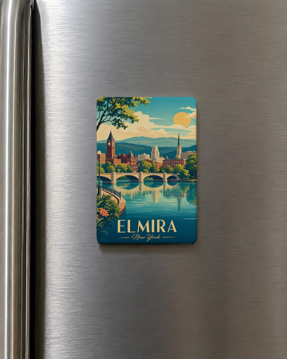 Elmira NY Fridge Magnet, Elmira New York Souvenir Magnet, Elmira NY Travel Gift, Upstate NY Keepsake Magnet