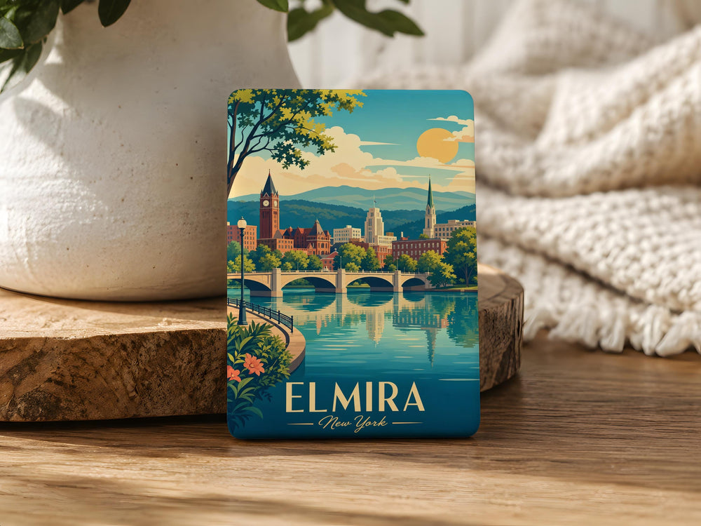Elmira NY Fridge Magnet, Elmira New York Souvenir Magnet, Elmira NY Travel Gift, Upstate NY Keepsake Magnet