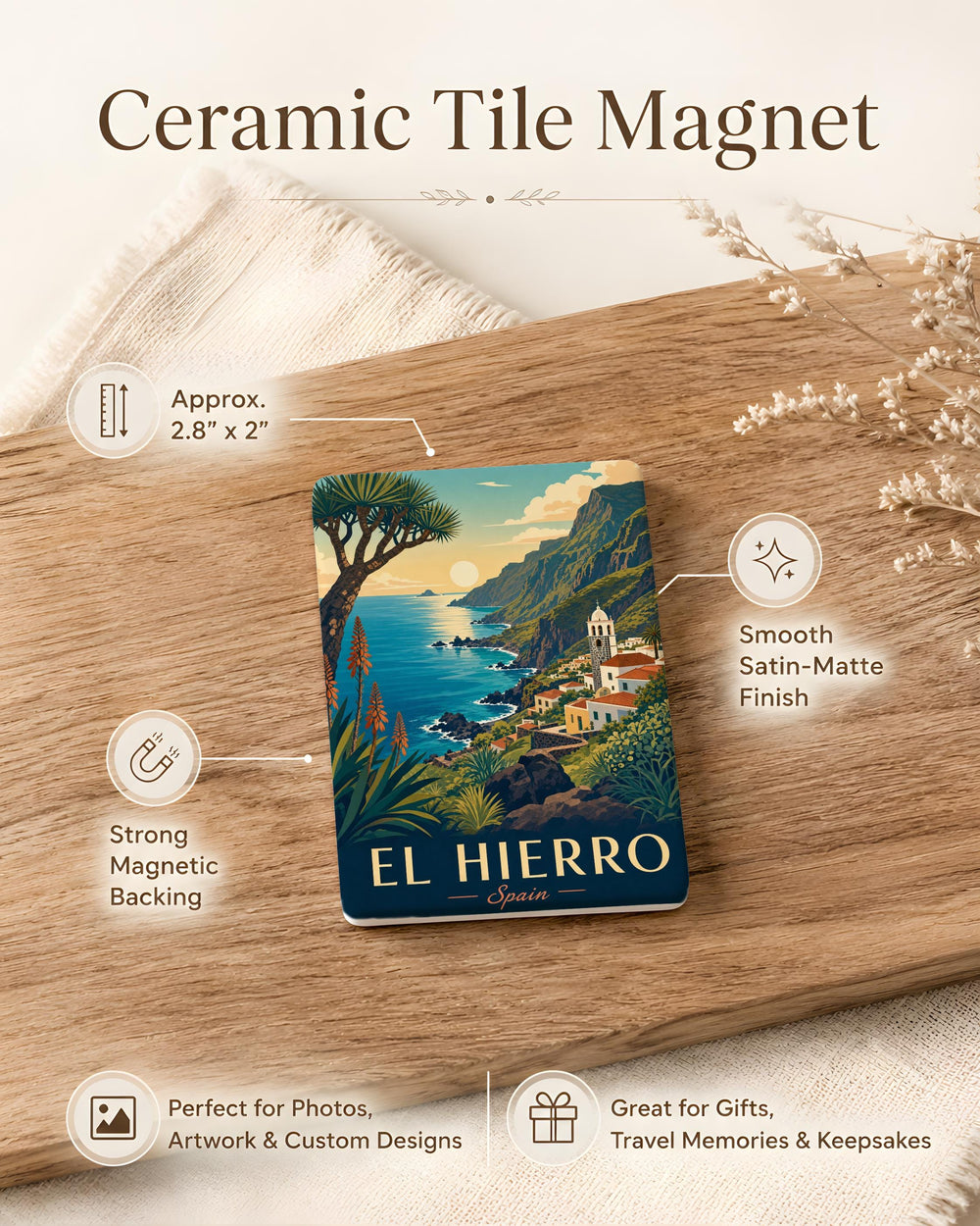 El Hierro Spain Fridge Magnet, Canary Islands Souvenir Magnet, El Hierro Travel Gift, Spanish Island Keepsake Magnet