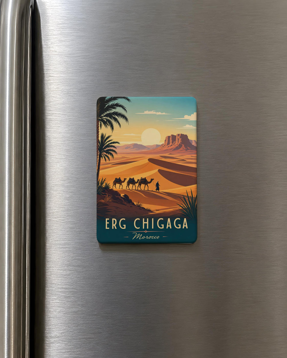 Erg Chigaga Desert Fridge Magnet, Moroccan Sahara Dunes Souvenir Magnet, Travel Keepsake Kitchen Magnet