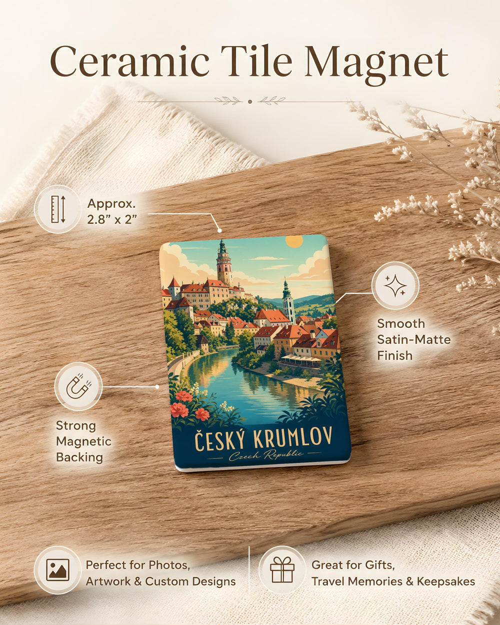 Cesky Krumlov Czech Republic Fridge Magnet, Historic Old Town Landmark Souvenir Magnet, Travel Gift Keepsake
