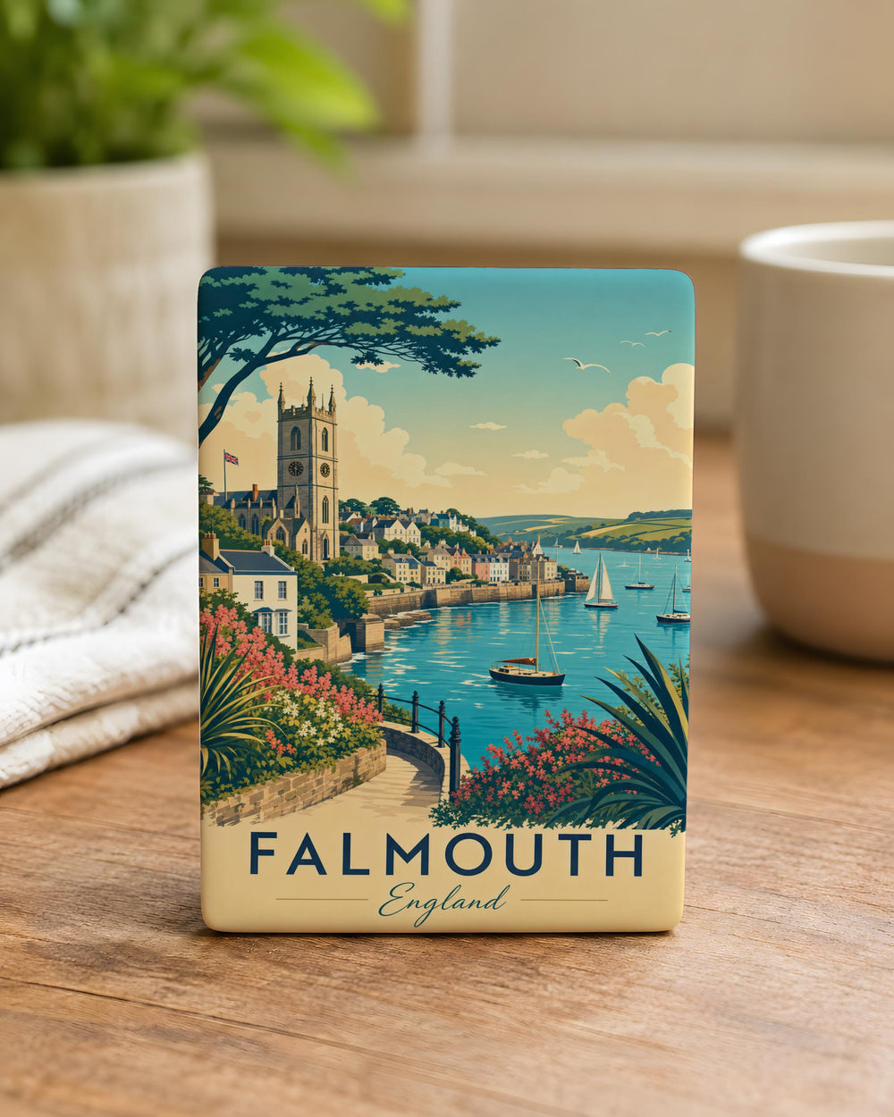 Falmouth England Fridge Magnet, Cornwall Coastal Town Souvenir, Harbor Seaside Travel Gift, UK Vacation Keepsake