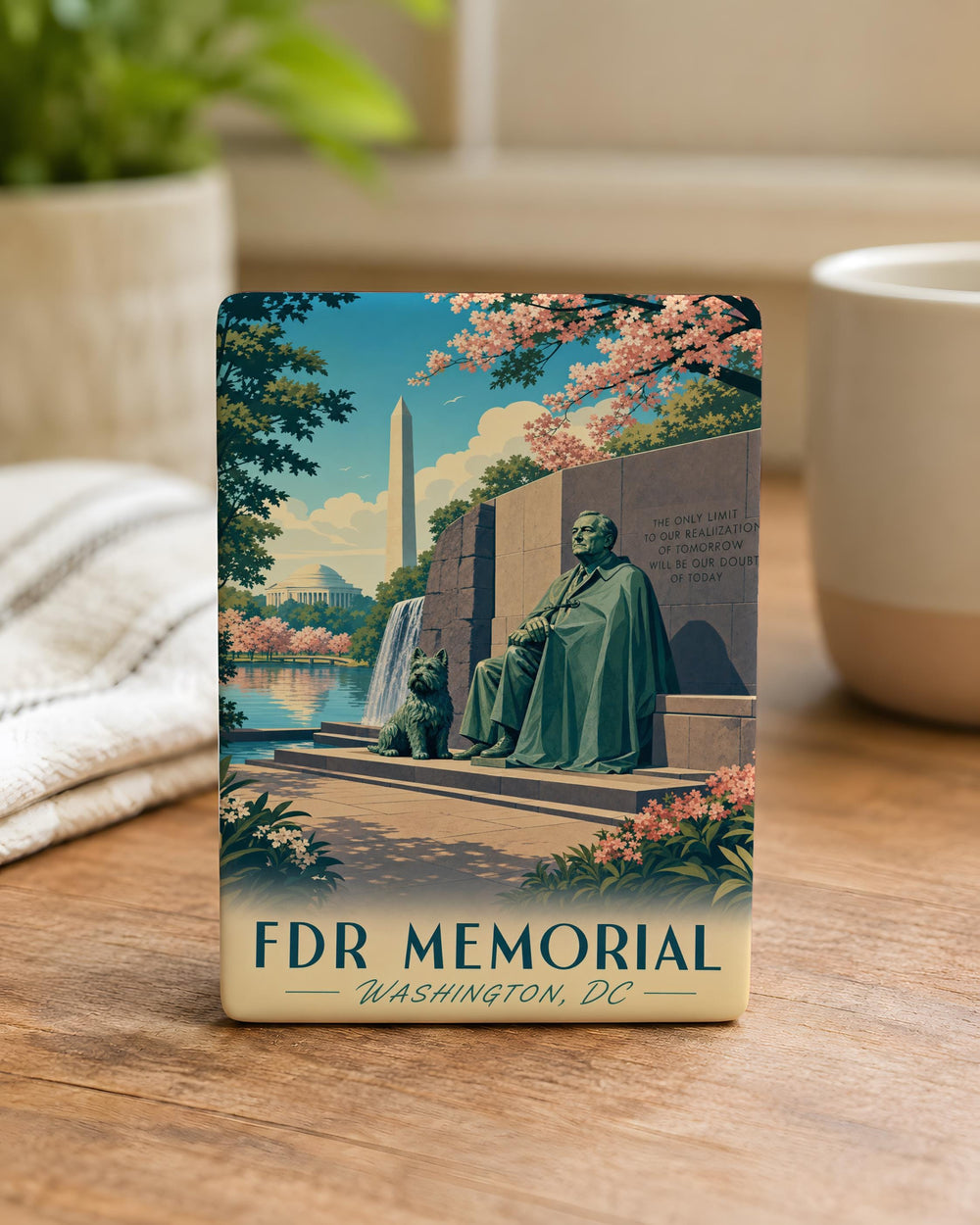FDR Memorial Fridge Magnet, Franklin D. Roosevelt Memorial Washington DC Souvenir Magnet, Presidential Monument Gift