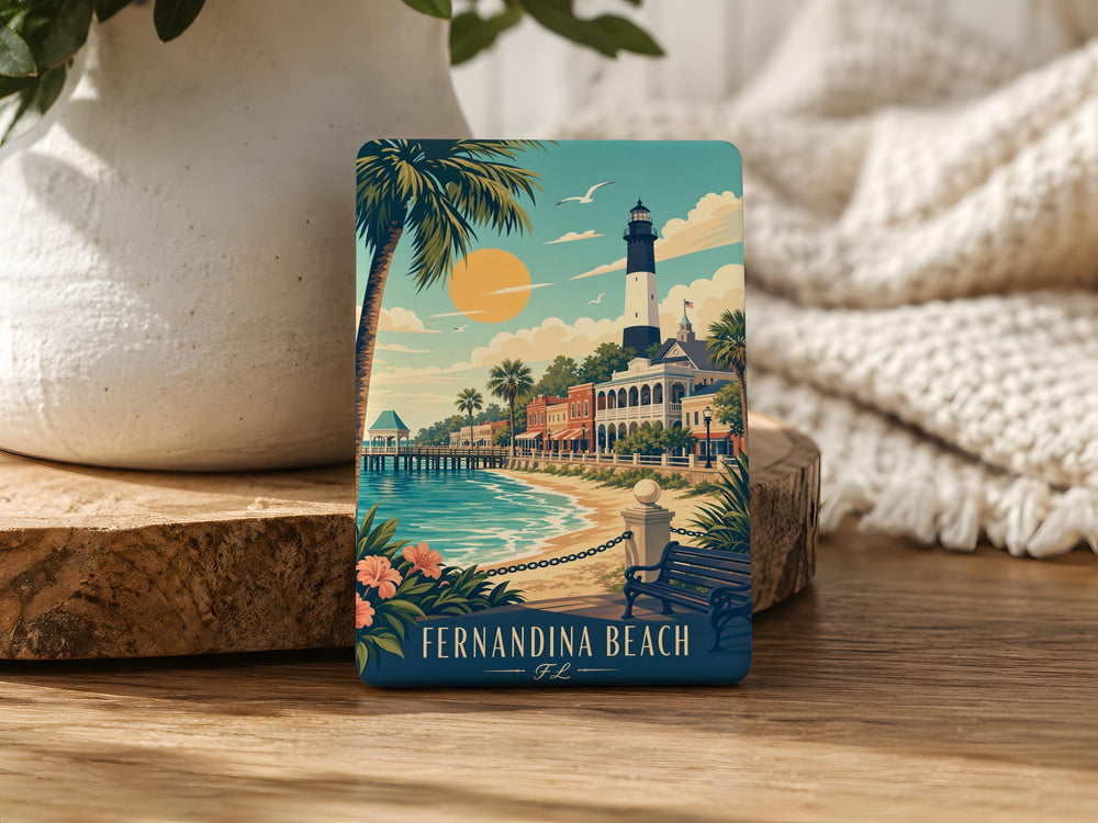 Fernandina Beach FL Fridge Magnet, Florida Beach Souvenir Magnet, Amelia Island Travel Keepsake, Coastal Vacation Gift