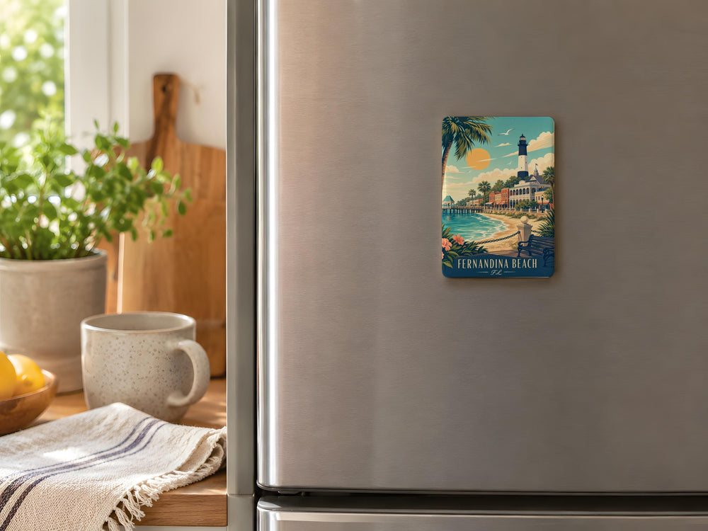 Fernandina Beach FL Fridge Magnet, Florida Beach Souvenir Magnet, Amelia Island Travel Keepsake, Coastal Vacation Gift