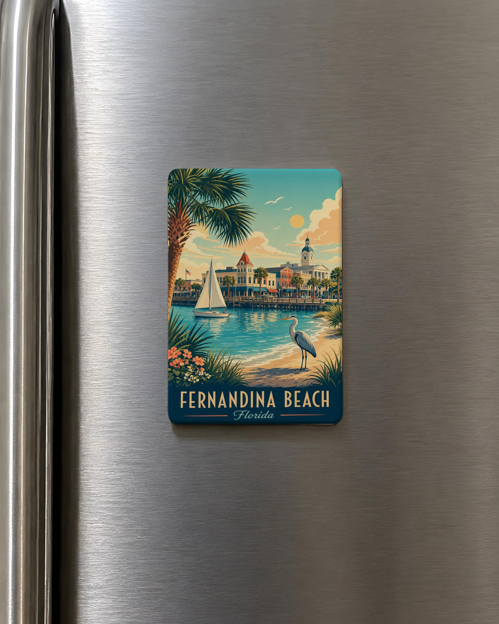 Fernandina Beach Florida Fridge Magnet, Amelia Island Souvenir Magnet, Florida Beach Travel Keepsake Magnet