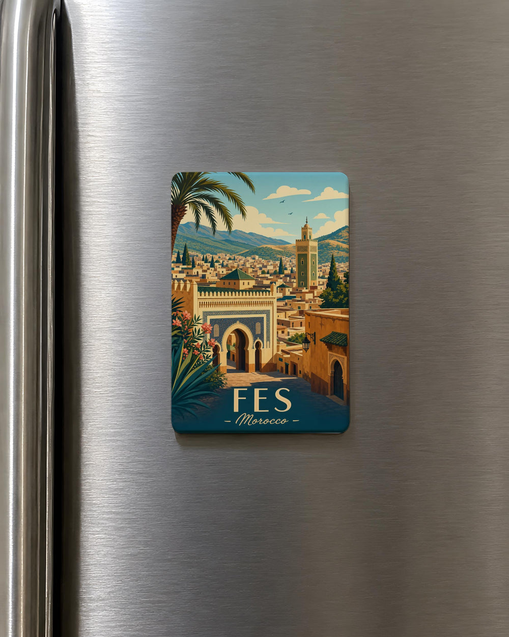 Fes Morocco Fridge Magnet, Fes Medina Souvenir Magnet, Morocco Travel Gift, Fes City Landmark Refrigerator Magnet