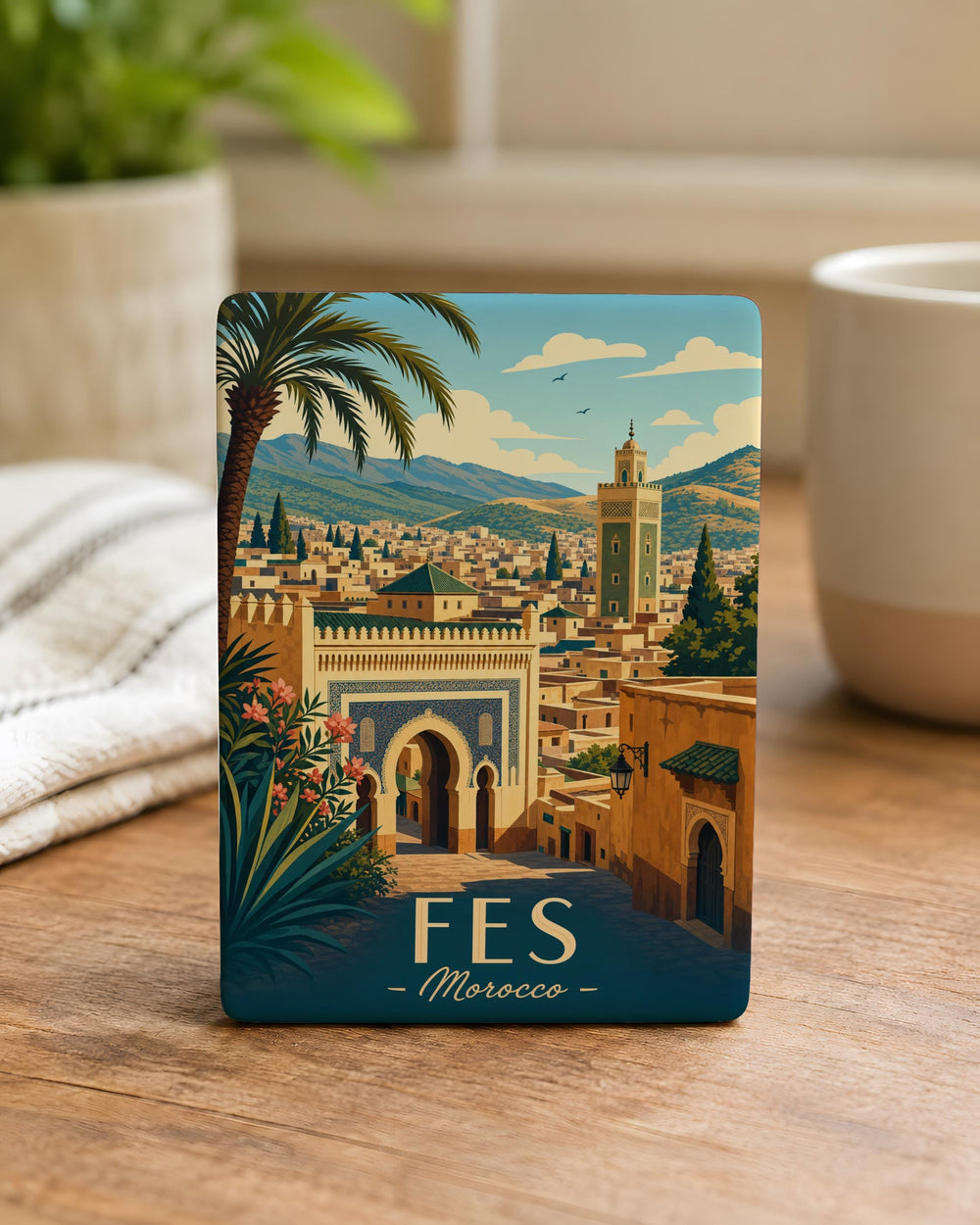 Fes Morocco Fridge Magnet, Fes Medina Souvenir Magnet, Morocco Travel Gift, Fes City Landmark Refrigerator Magnet