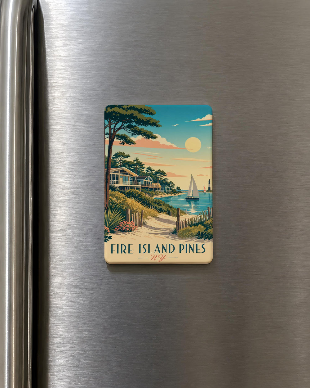 Fire Island Pines NY Fridge Magnet, Fire Island New York Souvenir Magnet, Long Island Beach Travel Gift, Coastal Decor Magnet