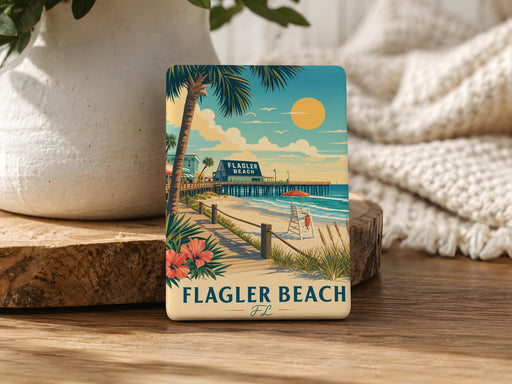 Flagler Beach FL Fridge Magnet, Flagler Beach Florida Souvenir Magnet, Coastal Beach Town Travel Keepsake Magnet