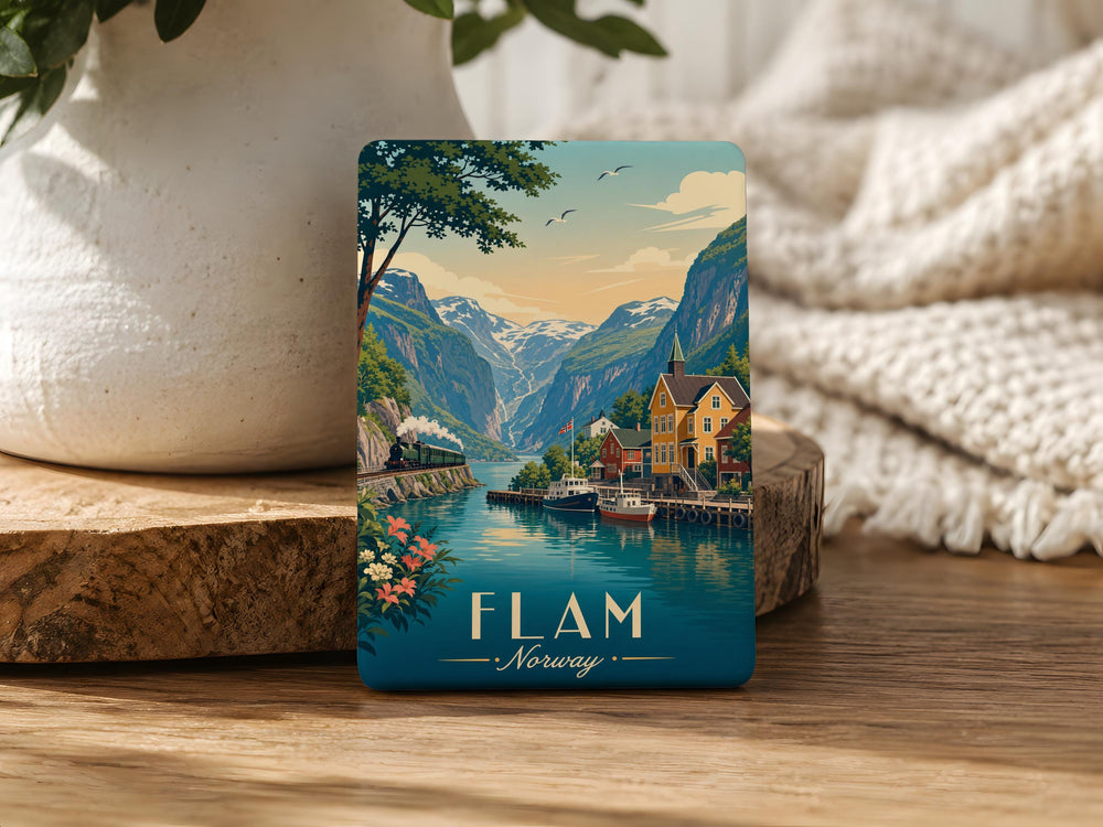 Flam Norway Fridge Magnet, Flåm Village Souvenir Magnet, Norwegian Fjord Travel Gift, Norway Vacation Keepsake Magnet
