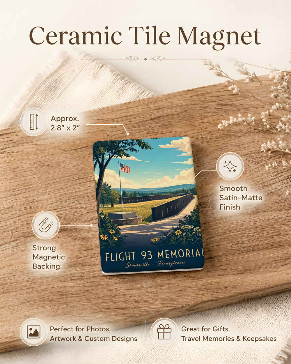 Flight 93 Memorial Fridge Magnet, Shanksville Pennsylvania 9/11 Tribute Souvenir, National Memorial Keepsake Magnet
