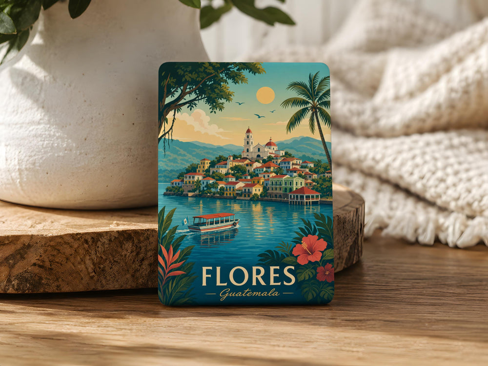 Flores Guatemala Fridge Magnet, Flores Island Peten Souvenir Magnet, Guatemala Travel Keepsake, Central America Gift Magnet