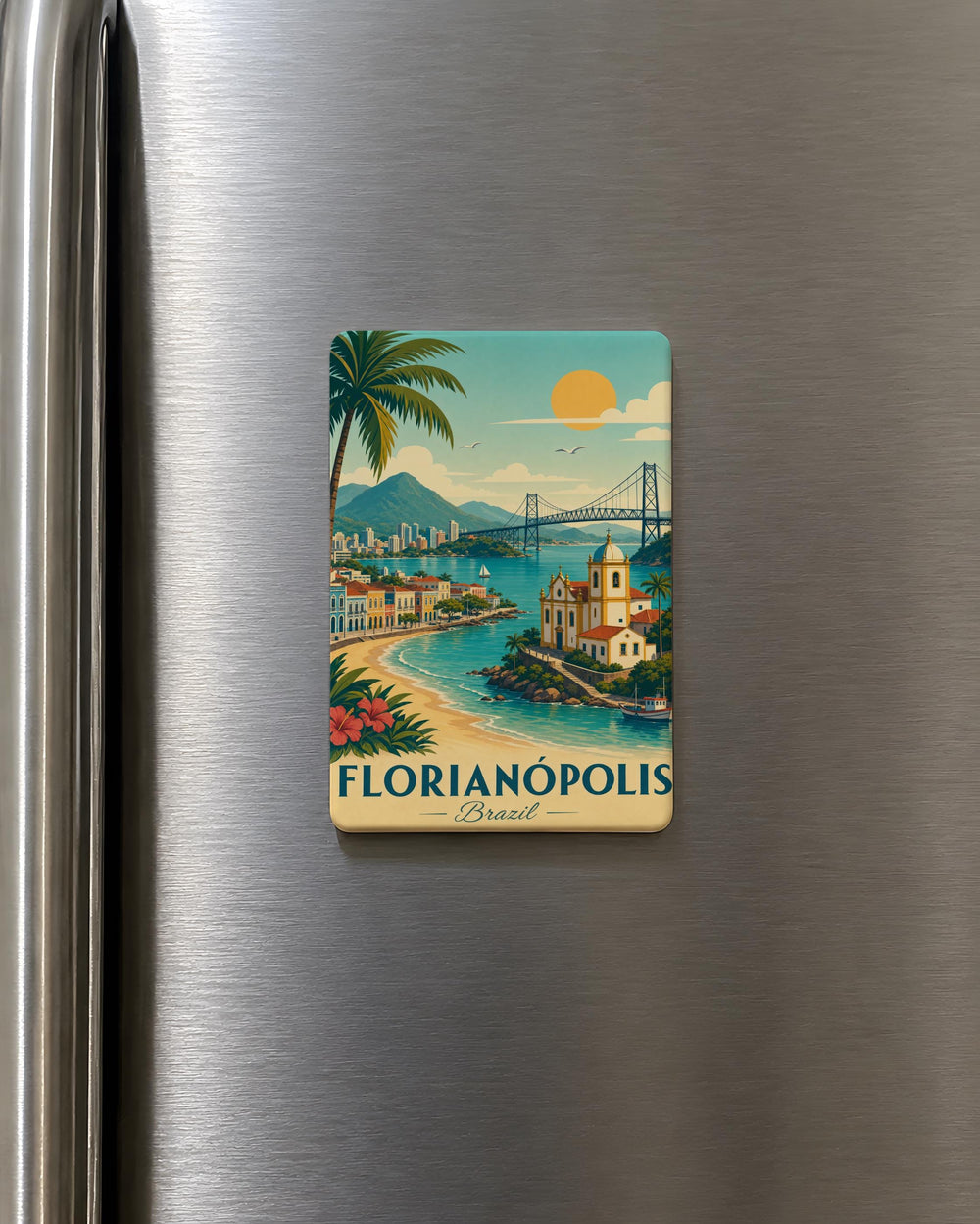 Florianópolis Brazil Fridge Magnet, Florianopolis Souvenir Magnet, Santa Catarina Travel Keepsake, Brazil City Landmark Magnet