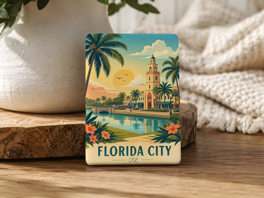 Florida City FL Fridge Magnet, Florida Souvenir Magnet, City Name Travel Keepsake, Florida Gift for Tourists & Locals