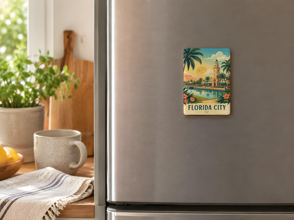 Florida City FL Fridge Magnet, Florida Souvenir Magnet, City Name Travel Keepsake, Florida Gift for Tourists & Locals