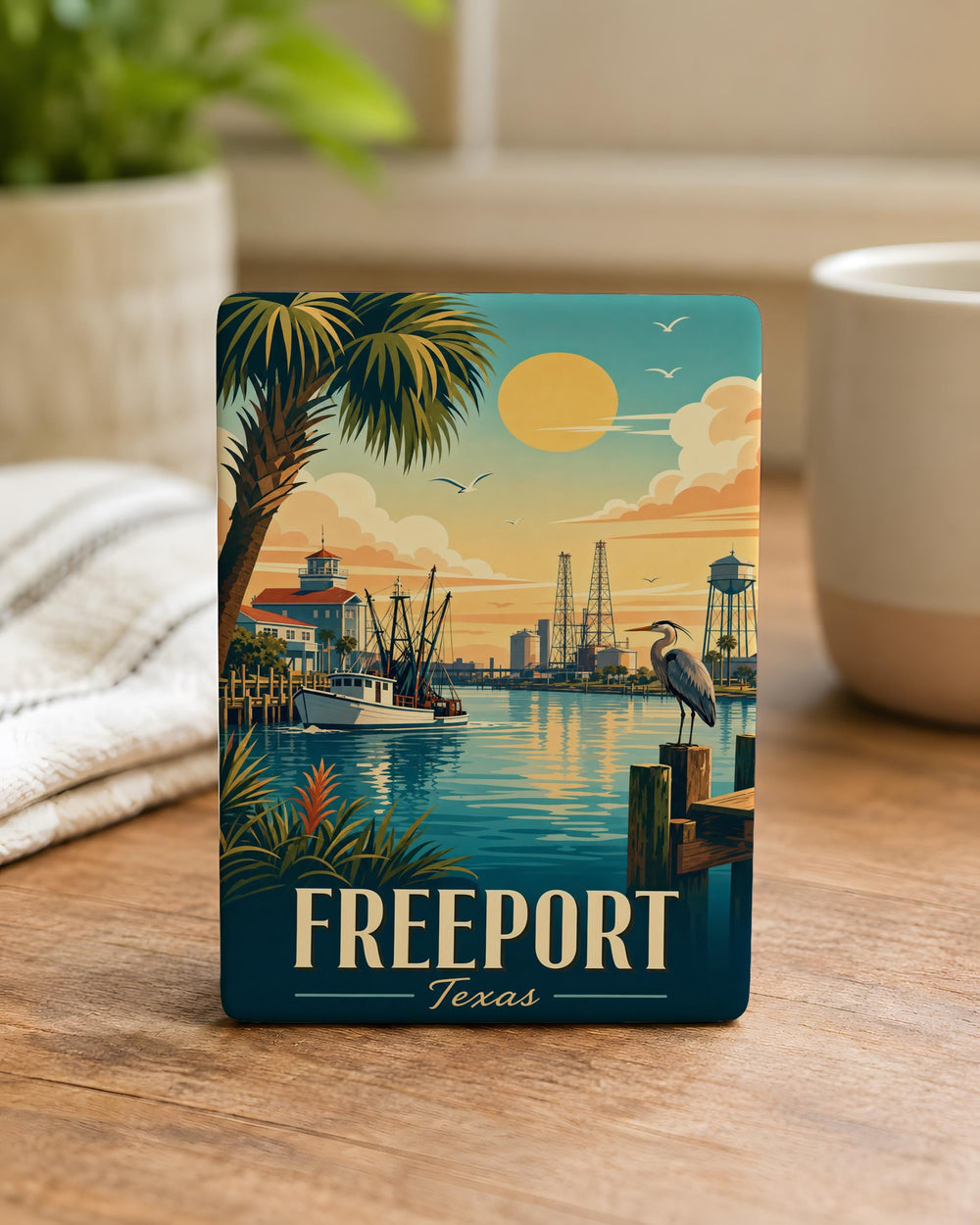 Freeport TX Fridge Magnet, Freeport Texas Souvenir Magnet, Coastal Texas Travel Gift, Hometown Keepsake Magnet